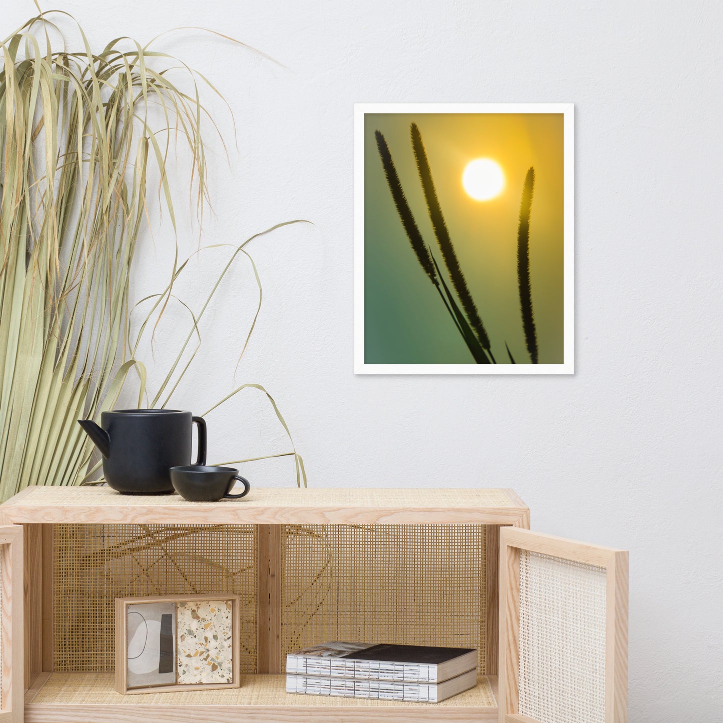 Silhouettes in Sunset Botanical Nature Photo Framed Wall Art Print