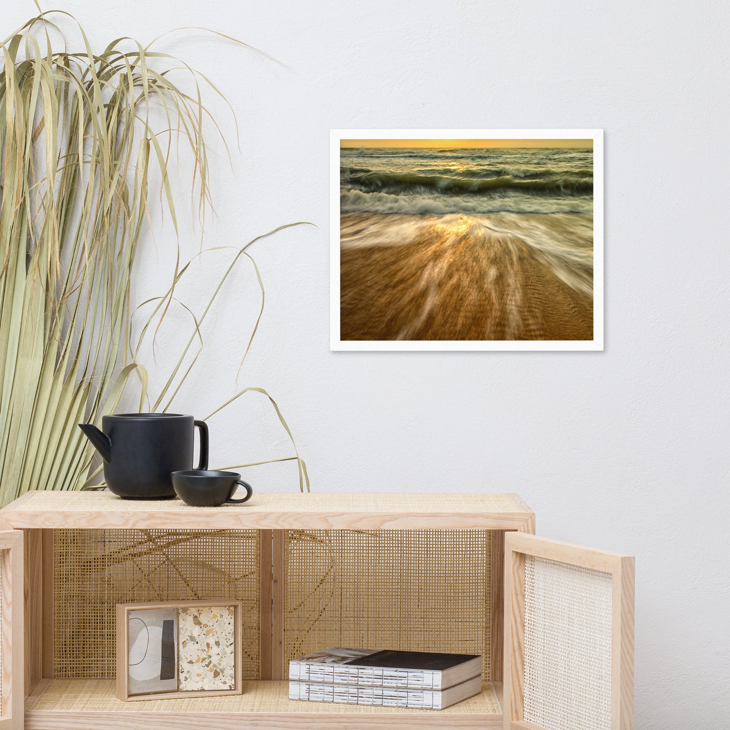 Washing Out to Sea Coastal Nature Photo Framed Wall Art Print