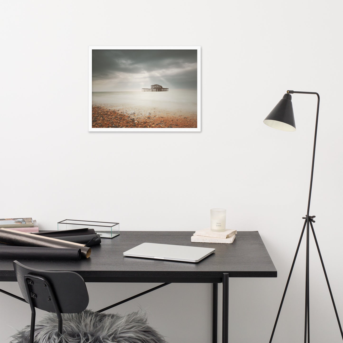 Wall Decoration For Library: Abandoned West Pier Warming Matte Effect - Coastal / Seascape / Nature / Landscape Photo Framed Wall Art Print - Wall Decor - Artwork