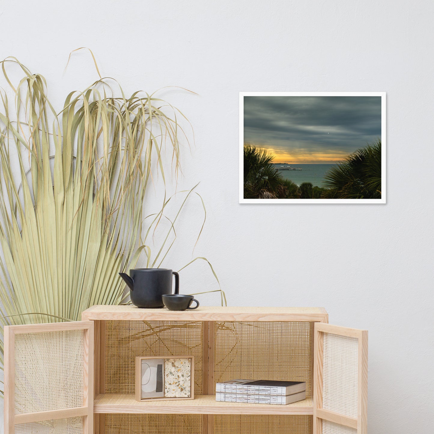 Cloudy Rainy Sunset De Soto Beach Framed Photo Paper Wall Art Prints