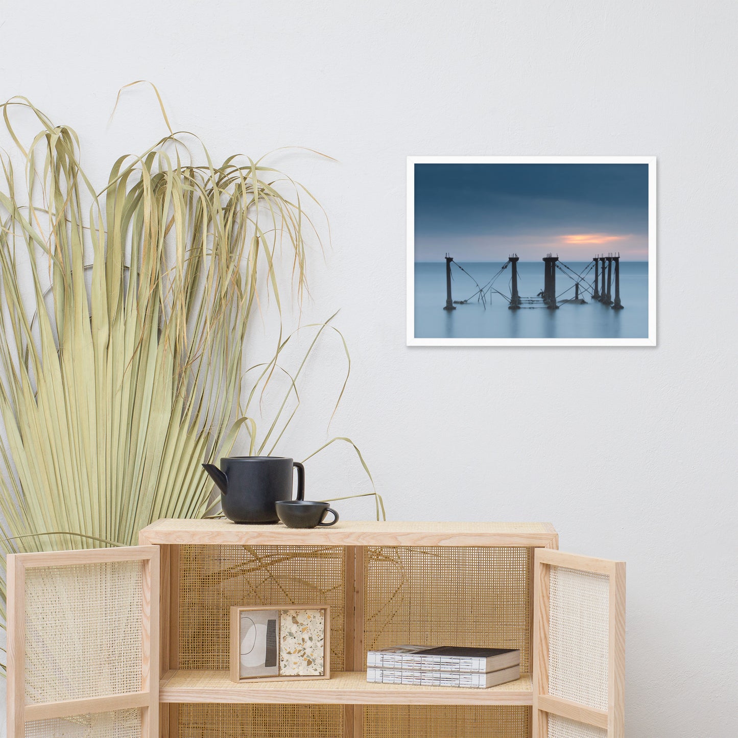 Cloudy Sunrise at Port Mahon Lighthouse Ruins Framed Photo Paper Wall Art Prints