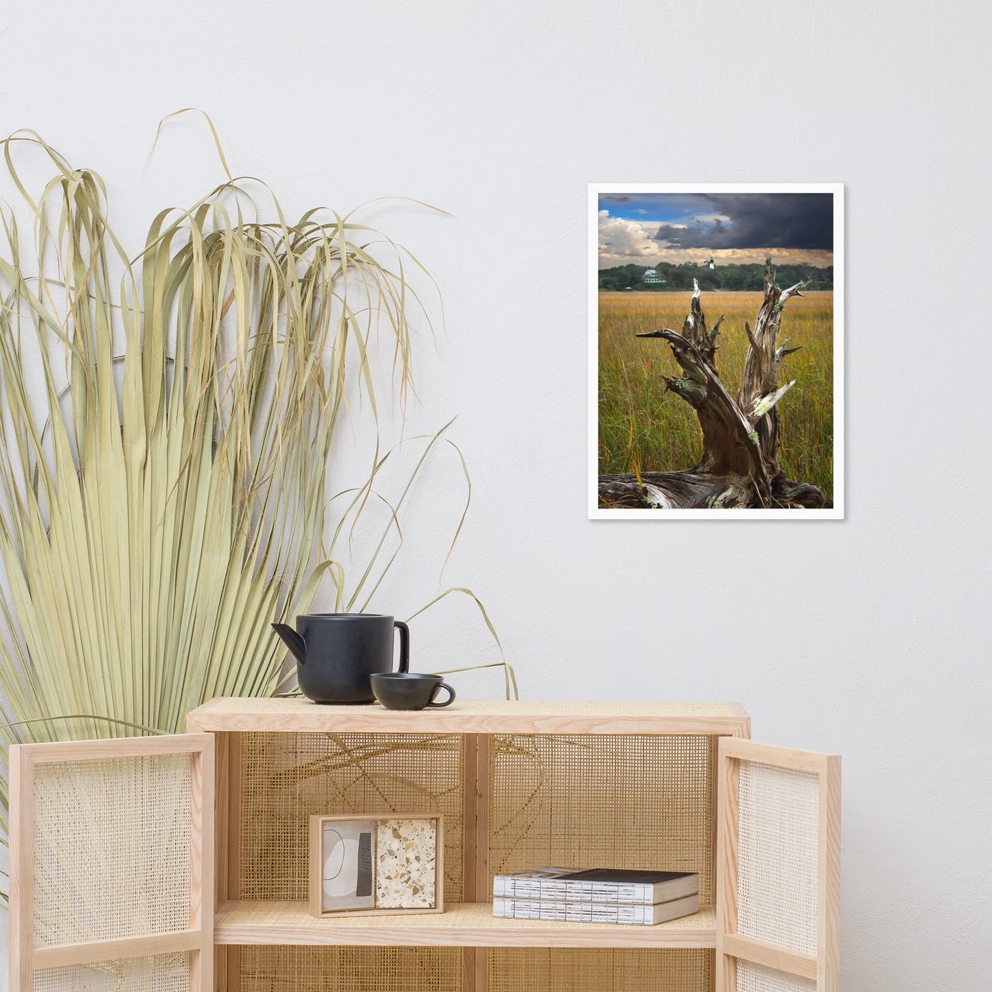 Dead Tree and Amelia Lighthouse Coastal Landscape Photo Framed Wall Art Prints