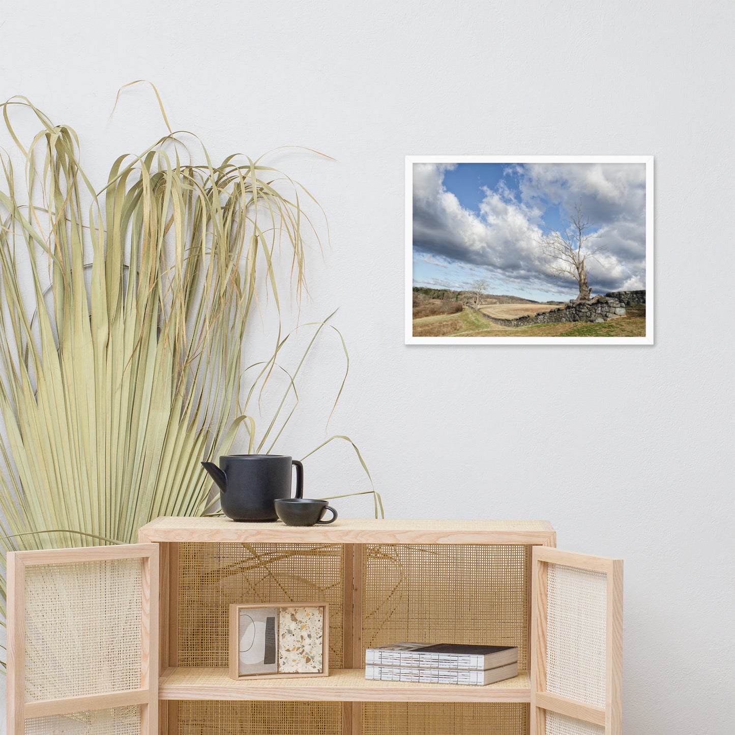 Dead Tree and Stone Wall - Color Framed Photo Wall Art Prints