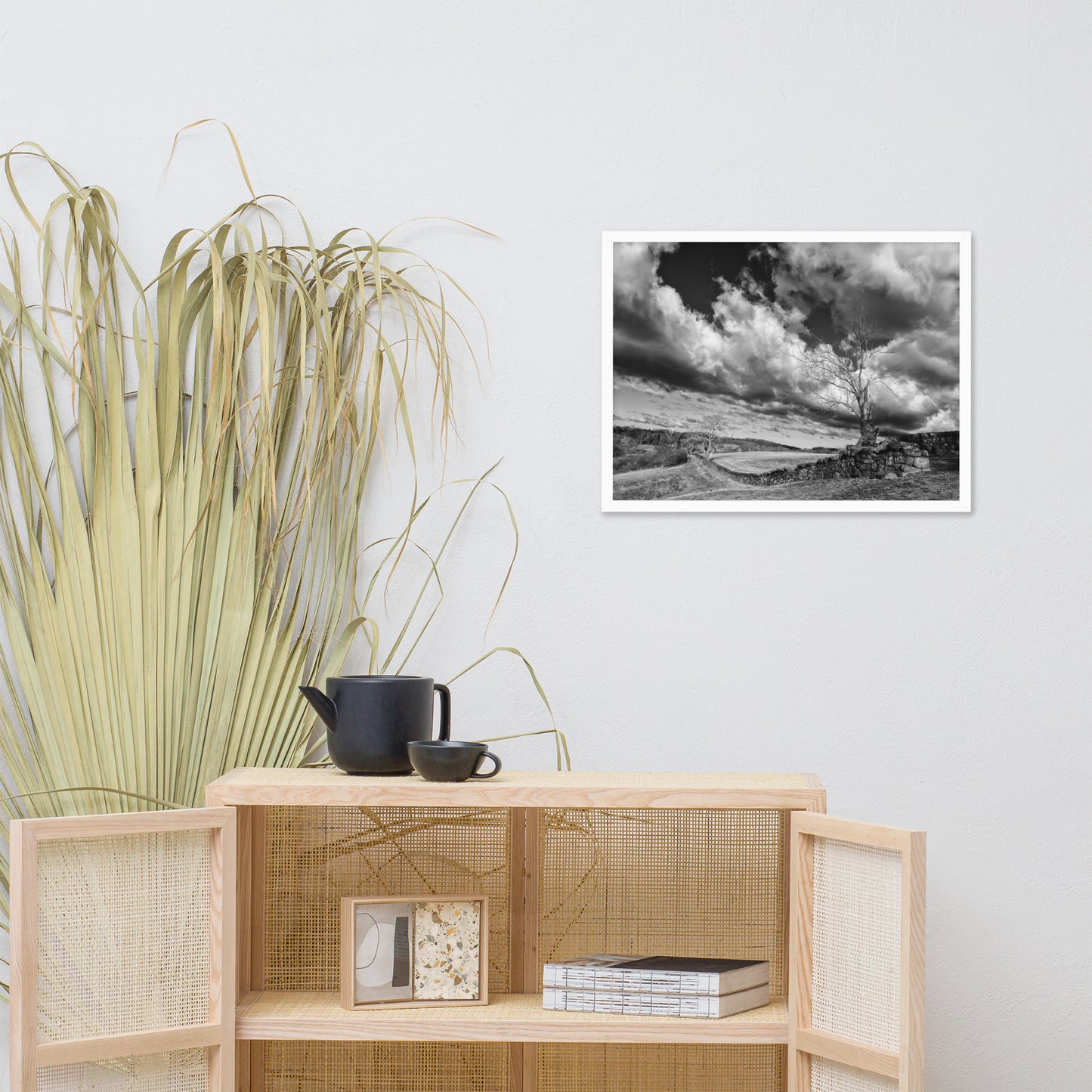 Dead Tree and Stone Wall in Black and White Framed Photo Wall Art Prints
