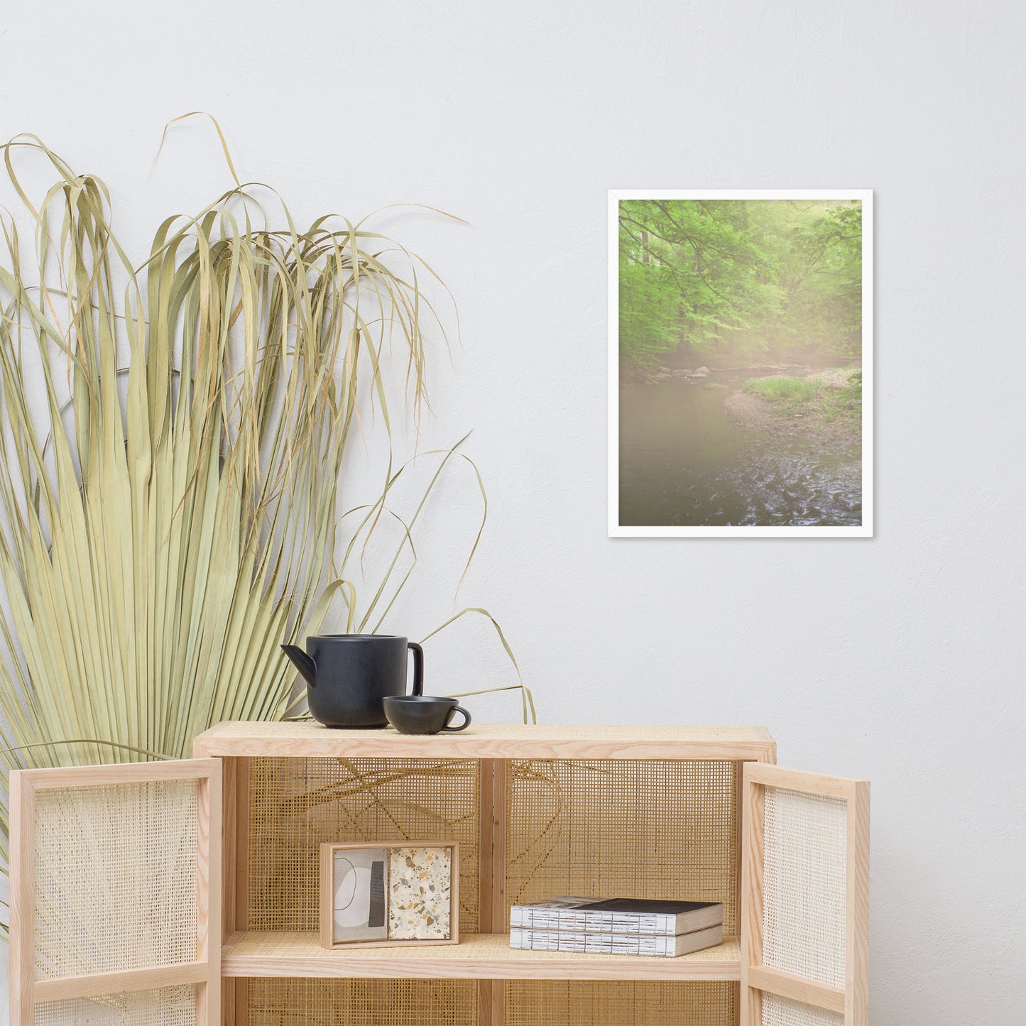 Early Morning Fog on the River Landscape Framed Photo Wall Art Prints