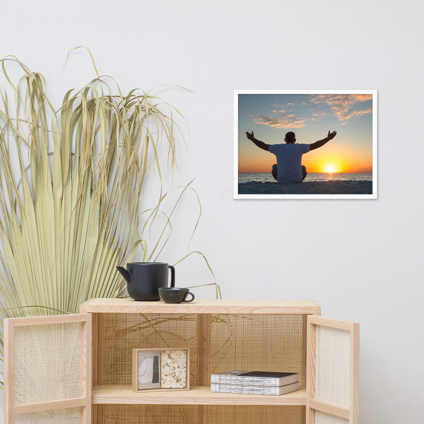 Embrace The Light Sunset Coastal Landscape Photo Framed Wall Art Print