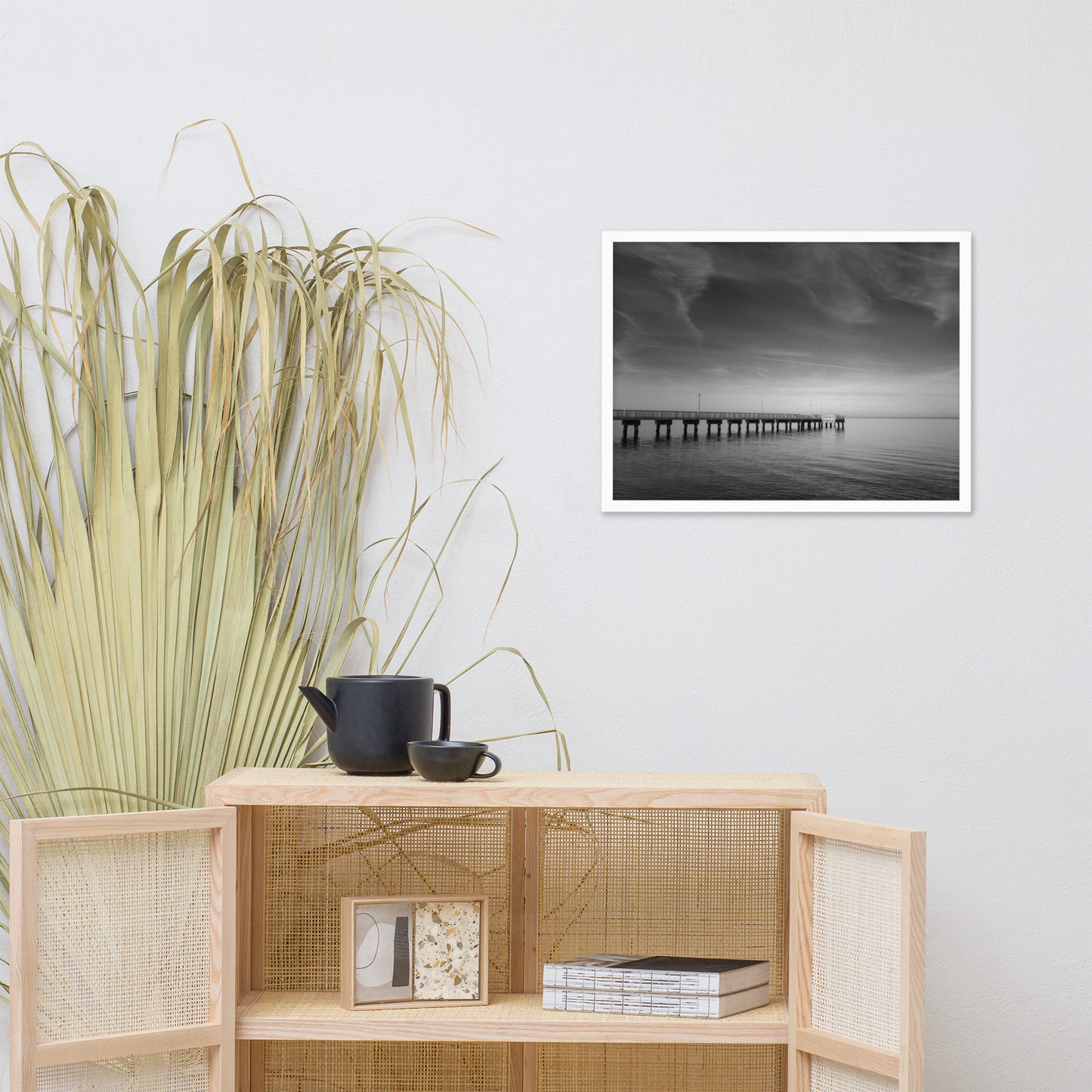 End of the Pier Black and White Framed Photo Wall Art Prints