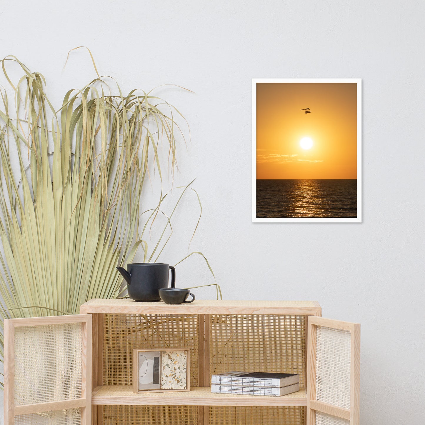 Flying High at Sunset Coastal Landscape Photo Framed Wall Art Print