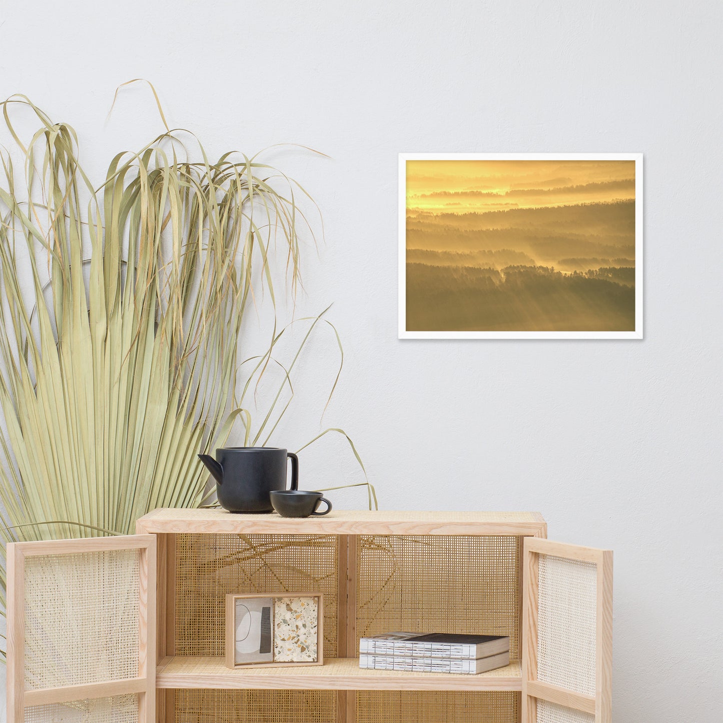 Golden Mist Valley - Hills & Mountain Range Framed Photo Paper Wall Art Prints