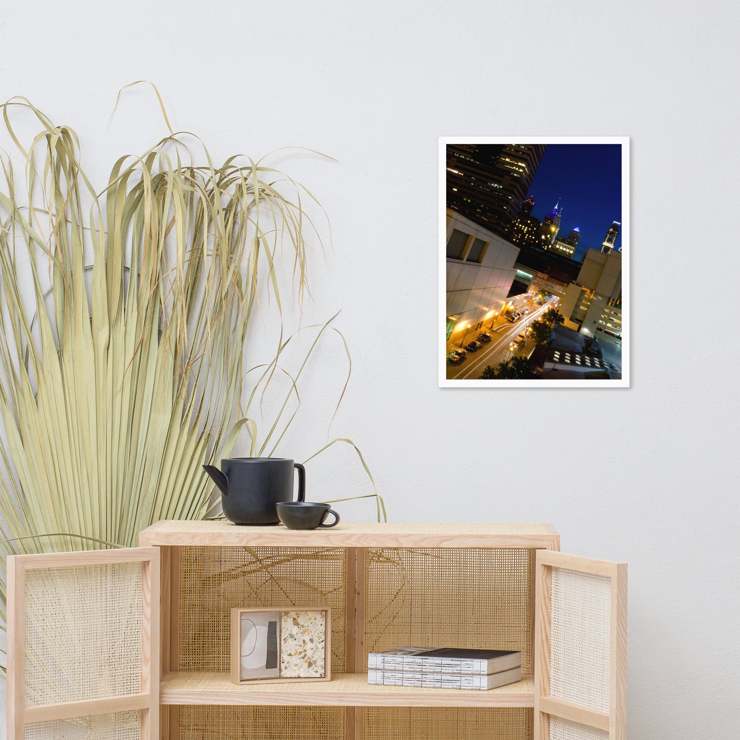 Light Trails in Philly Urban Landscape Photo Framed Wall Art Print