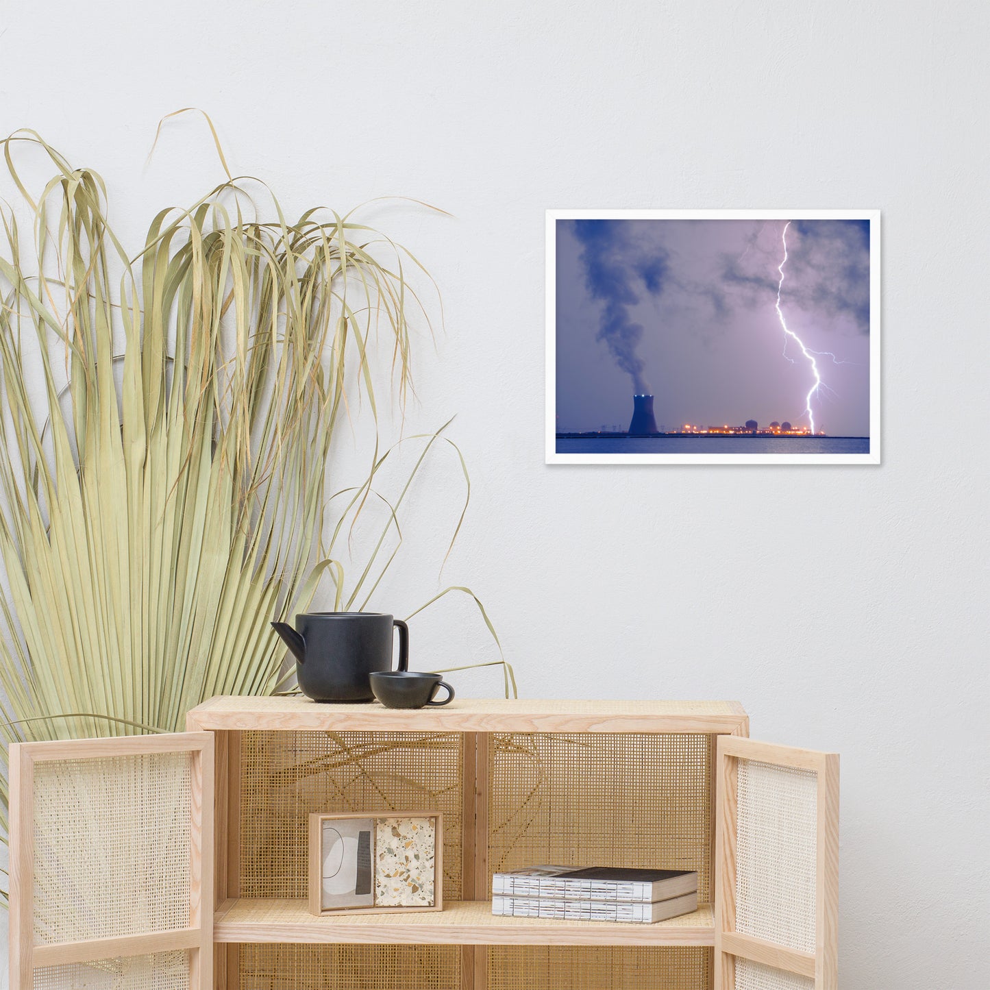 Lightning and Salem Power Plant 2 Urban Landscape Photo Framed Wall Art Print