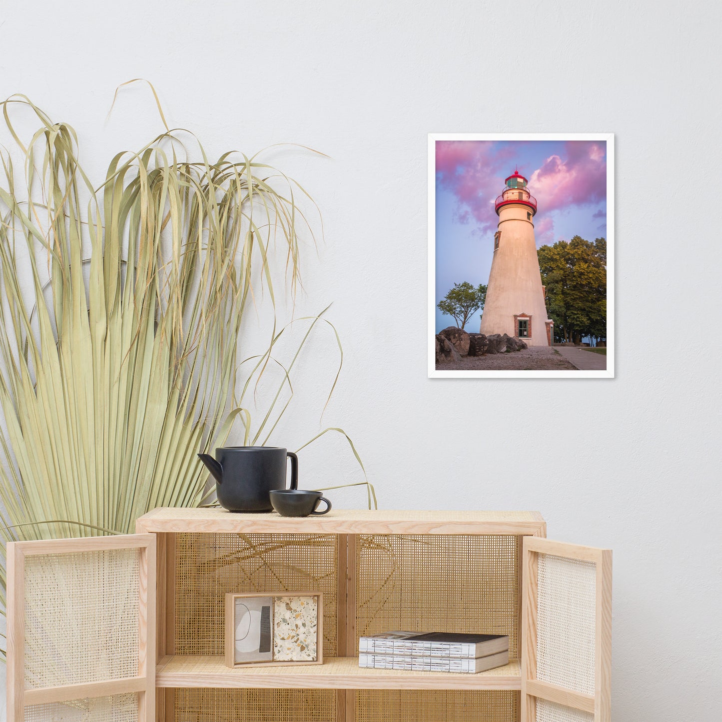 Marblehead Lighthouse at Sunset Landscape Framed Photo Paper Wall Art Prints