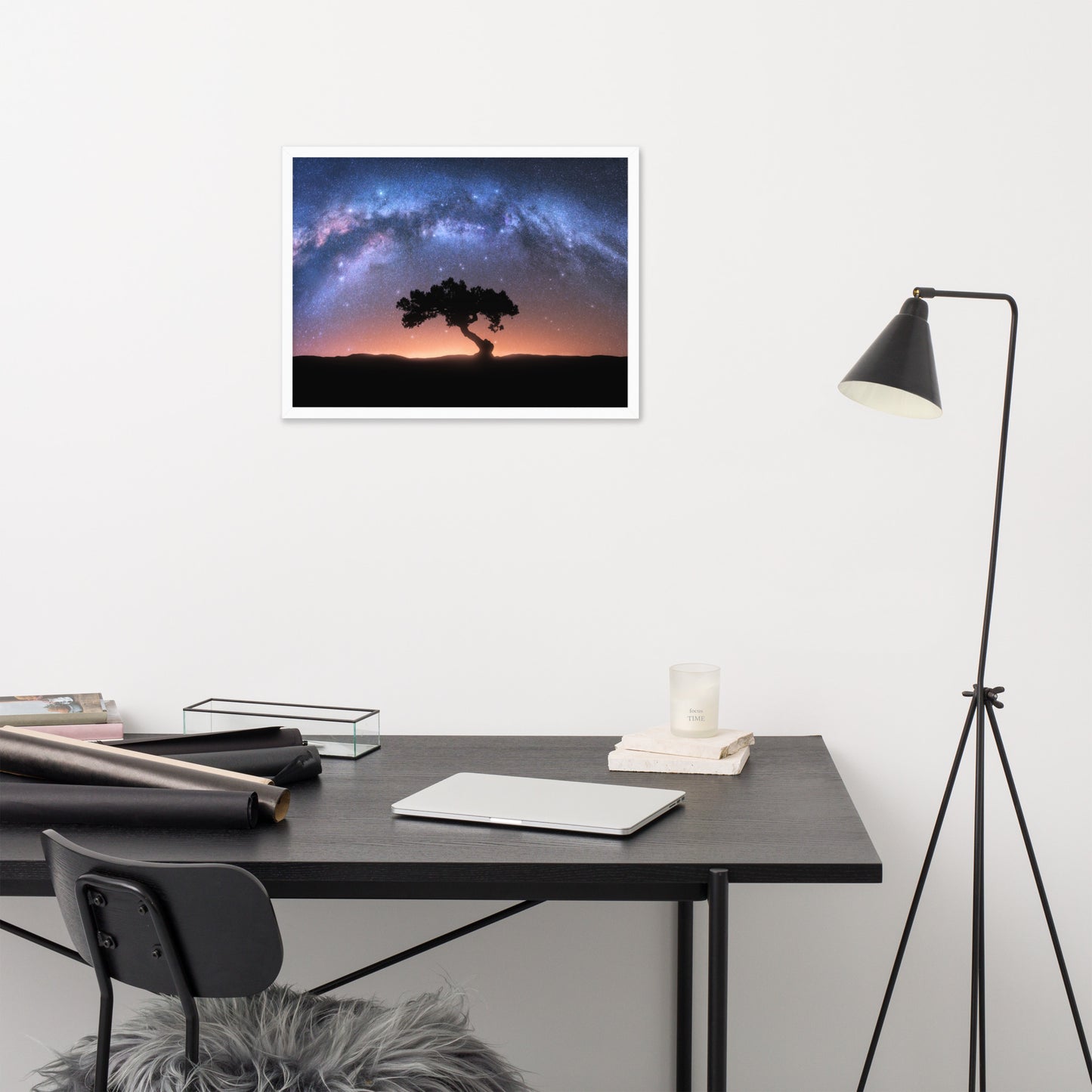 Solitary Sentinel Milky Way Arch and Tree Night Galaxy Framed Wall Art Prints