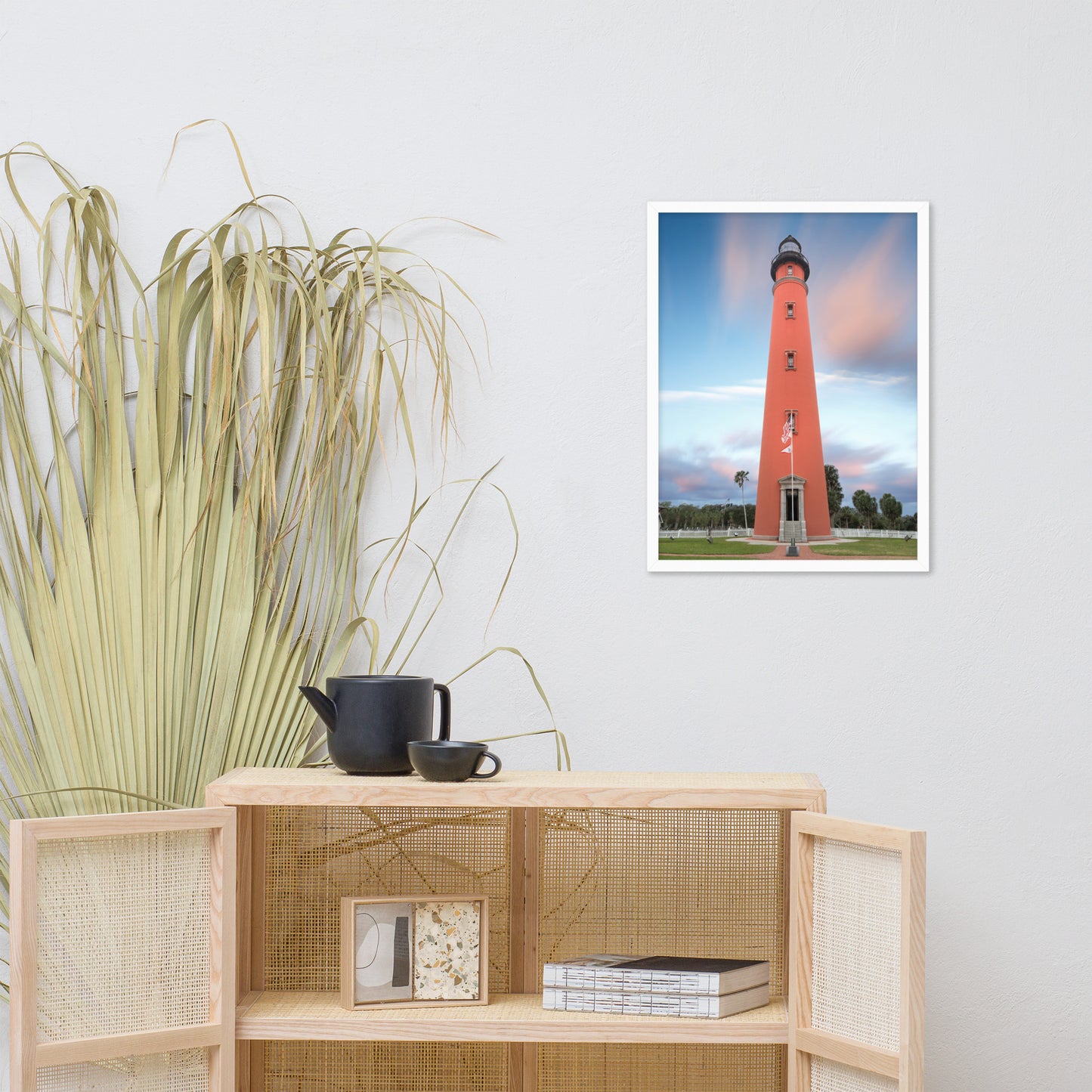Ponce De Leon Lighthouse and Sunset Landscape Photo Framed Wall Art Print