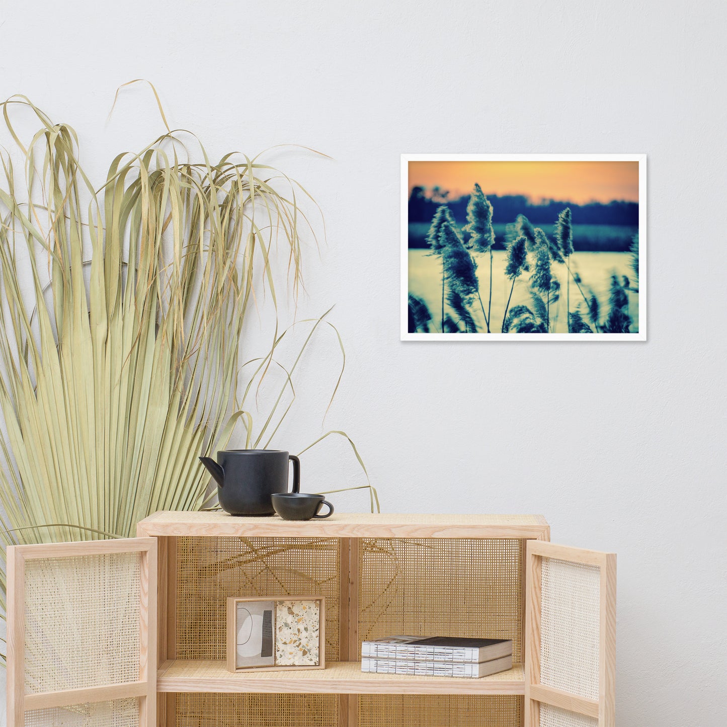 Sunset on the Marsh with Grasses Framed Photo Paper Wall Art Prints