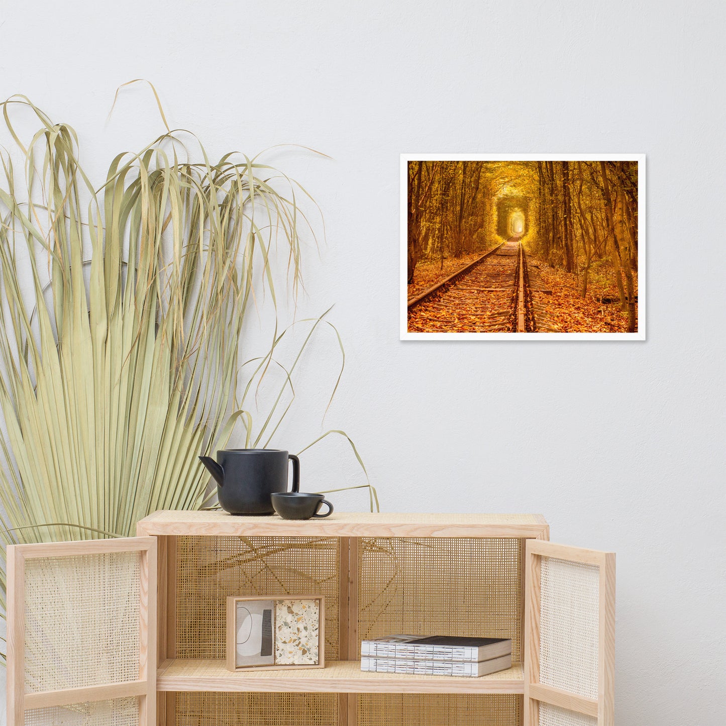Ukraine Forest Railway Tunnel of Love Landscape Photo Framed Wall Art Print