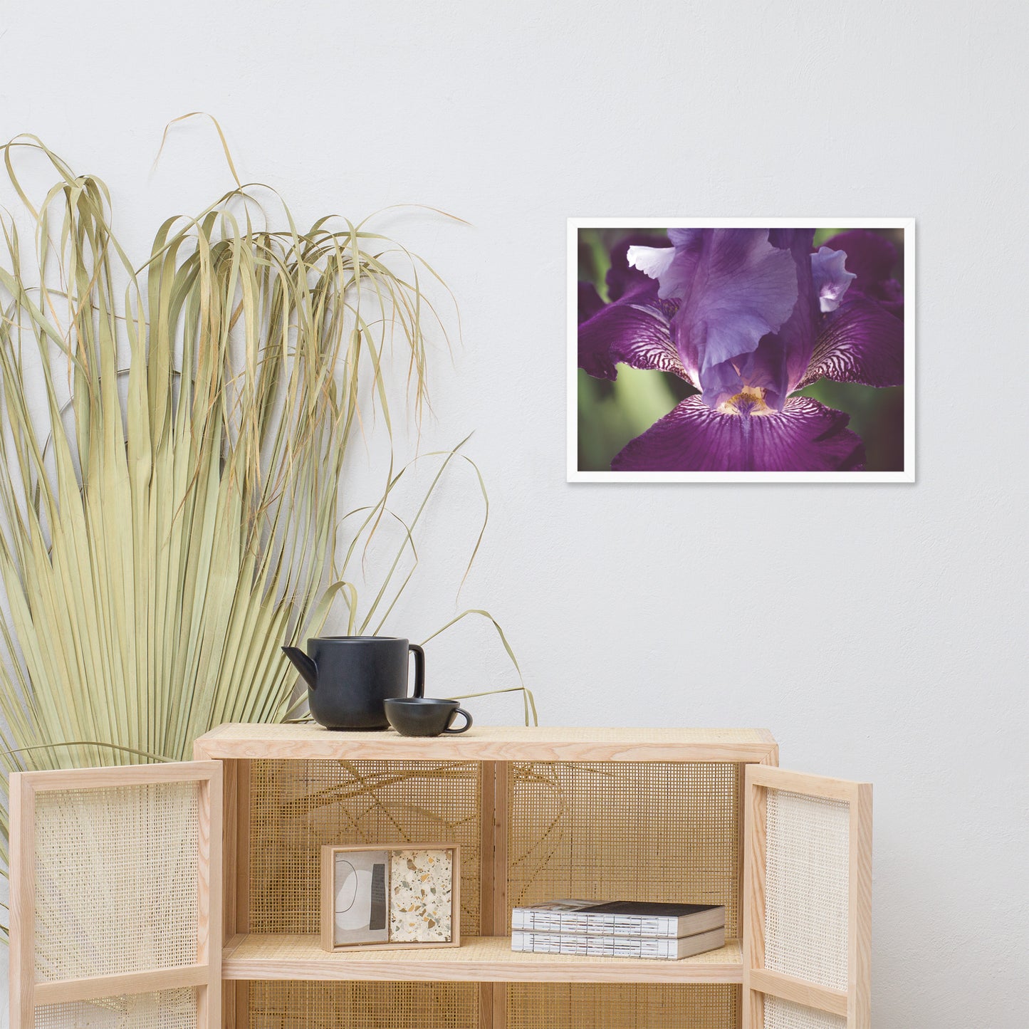 Glowing Iris Moody Midnight Floral Nature Photo Framed Wall Art Print