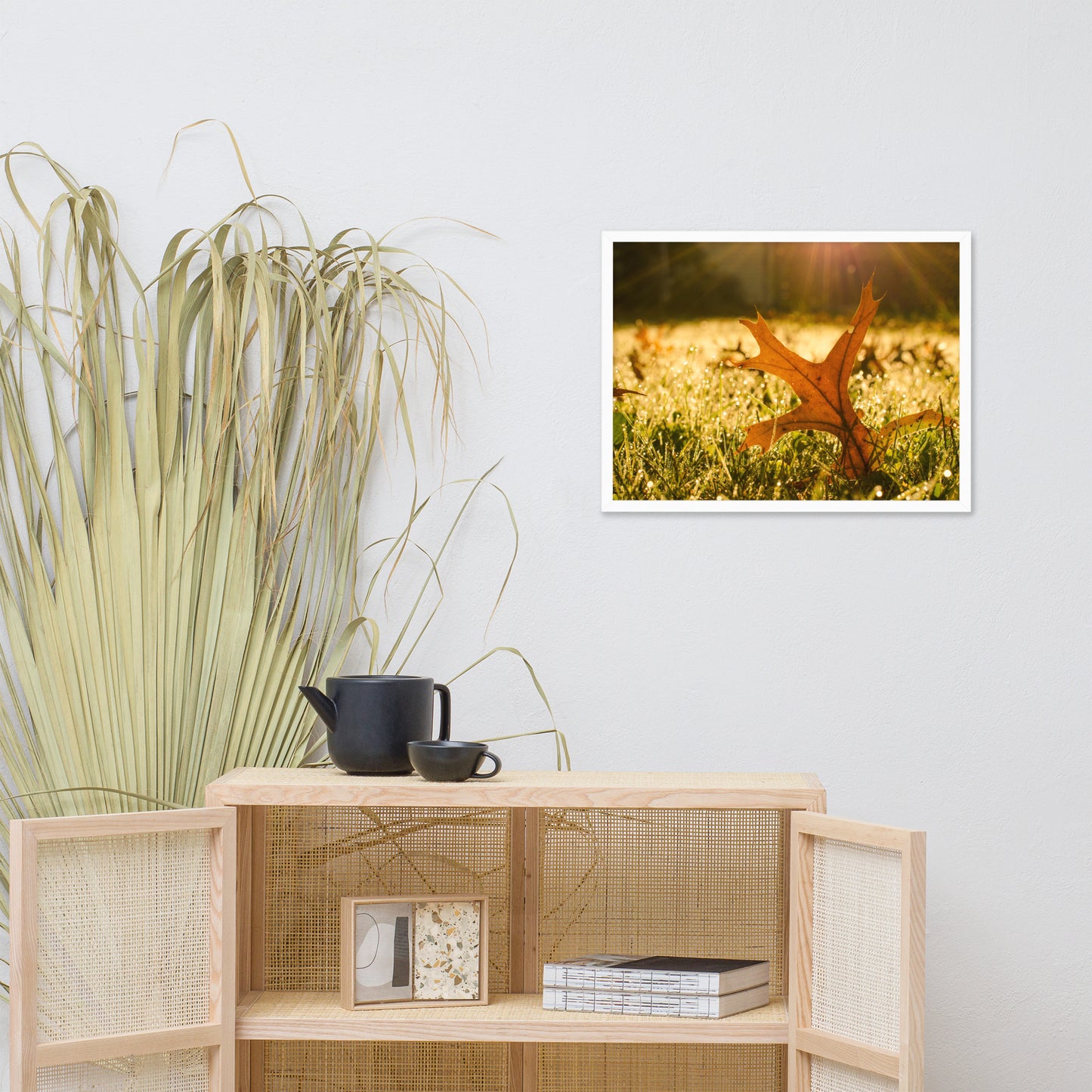 Fall Leaf in Morning Sun Botanical Nature Photo Framed Wall Art Print