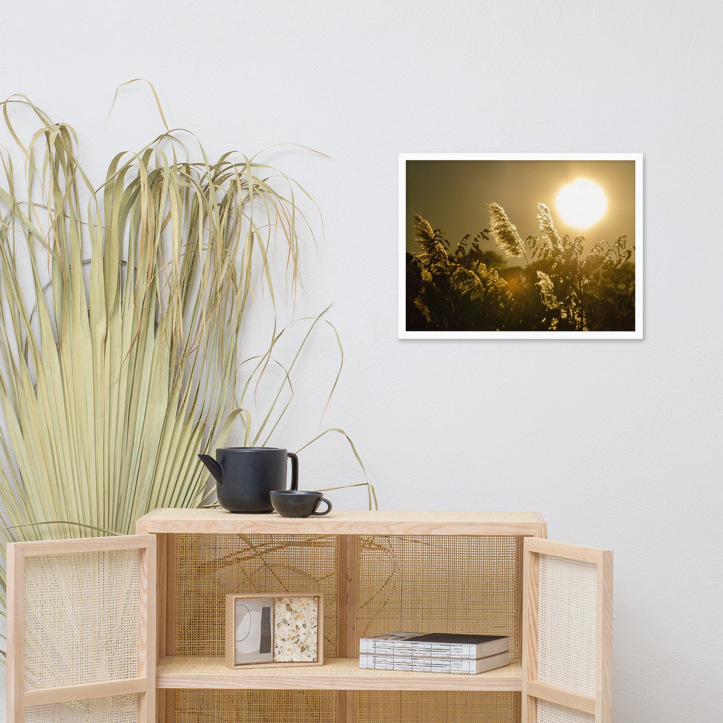 Golden Marsh Weeds Botanical Nature Photo Framed Wall Art Print