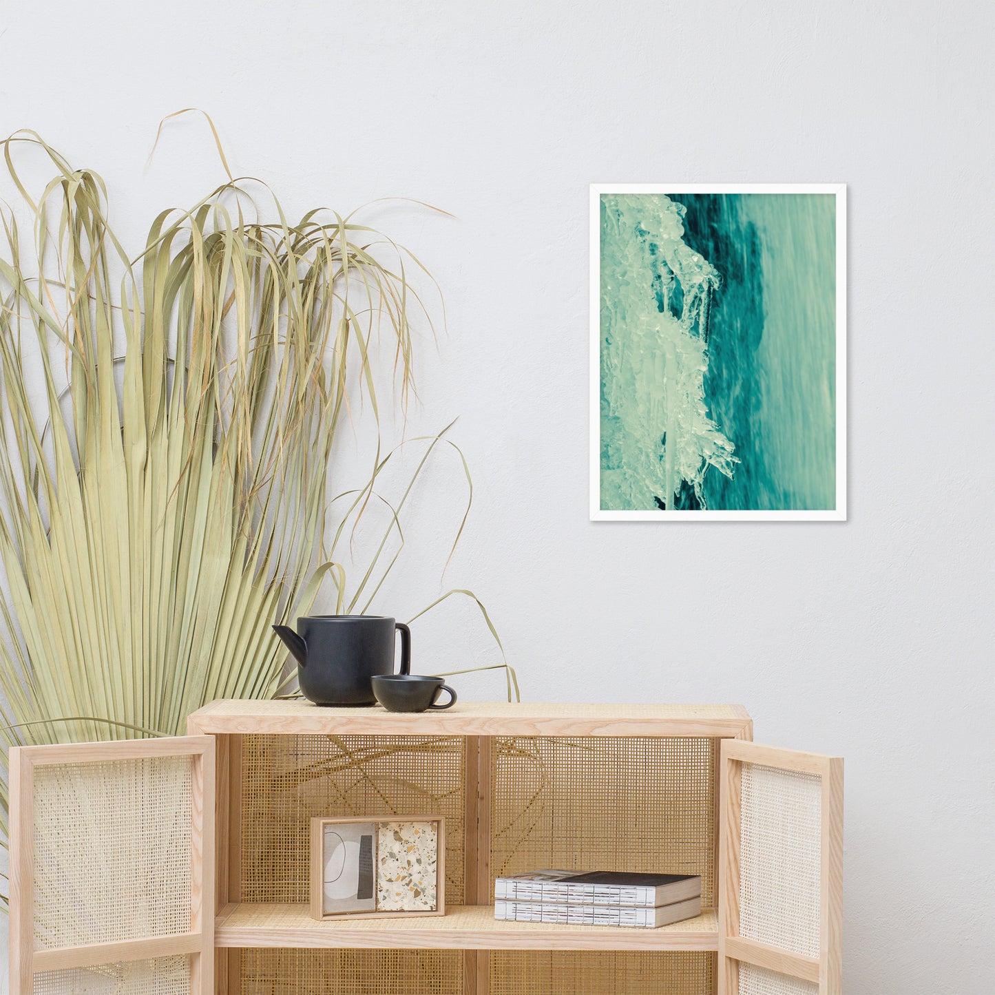 Ice and Falls Nature Photo Framed Wall Art Print