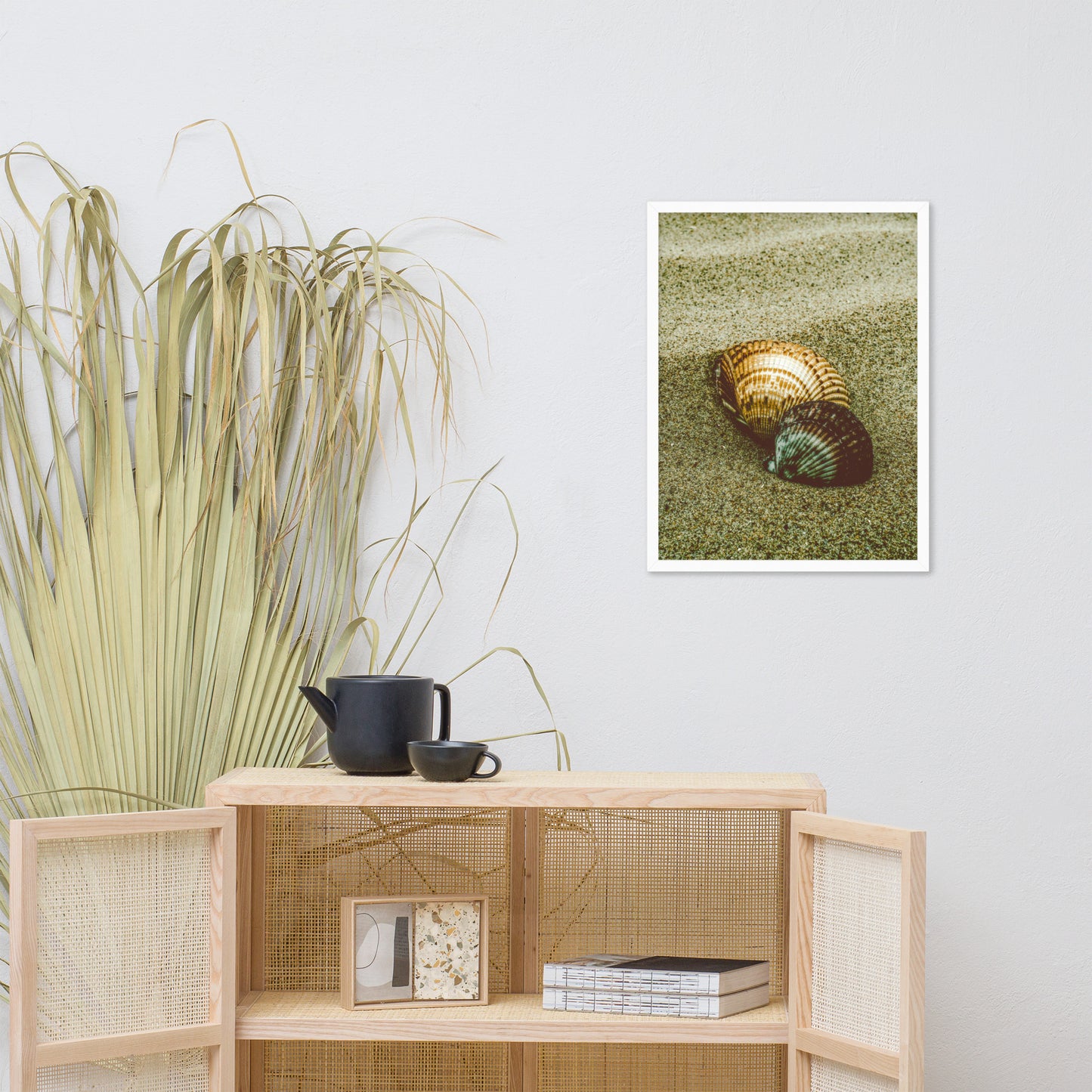 Dreamy Beach Sea Shells Coastal Nature Photo Framed Wall Art Print