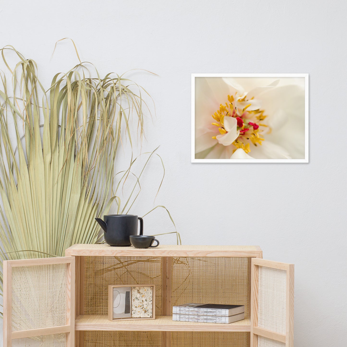Eye of Peony Floral Nature Photo Framed Wall Art Print