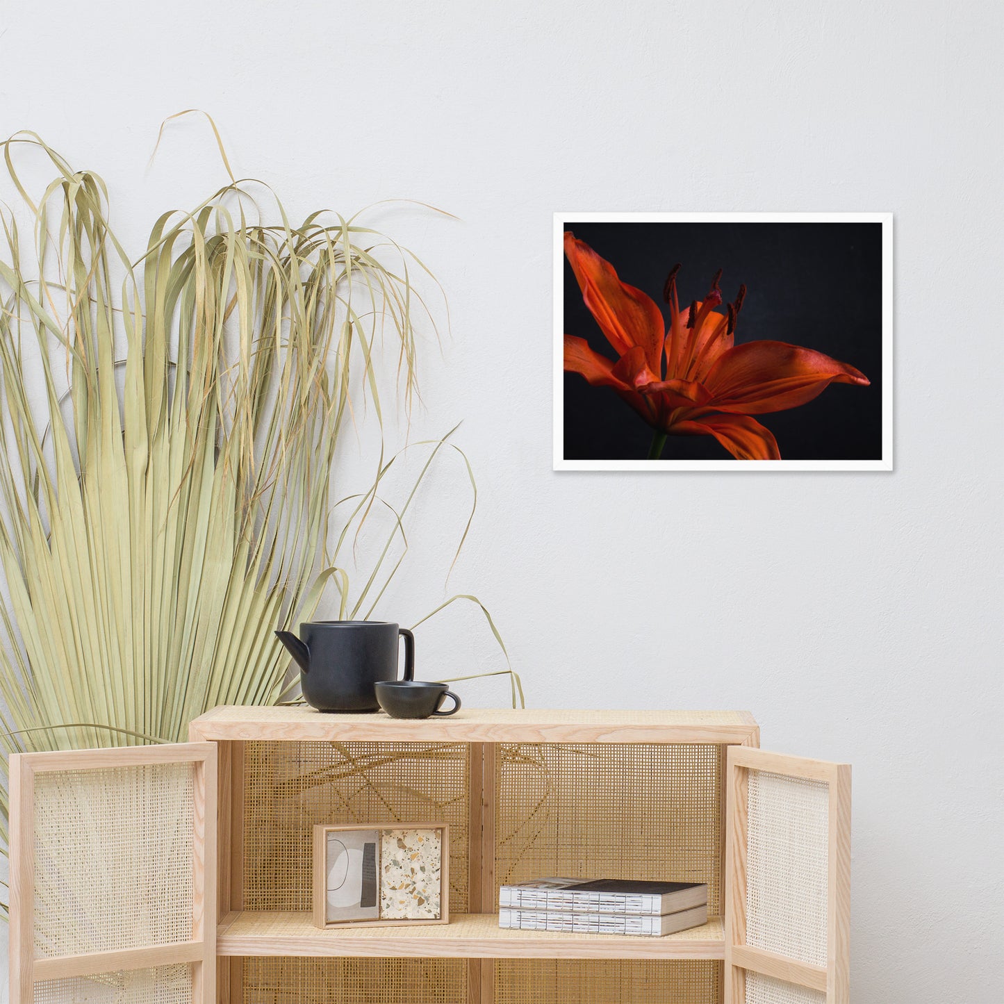 Orange Lily with Back light Floral Nature Photo Framed Wall Art Print