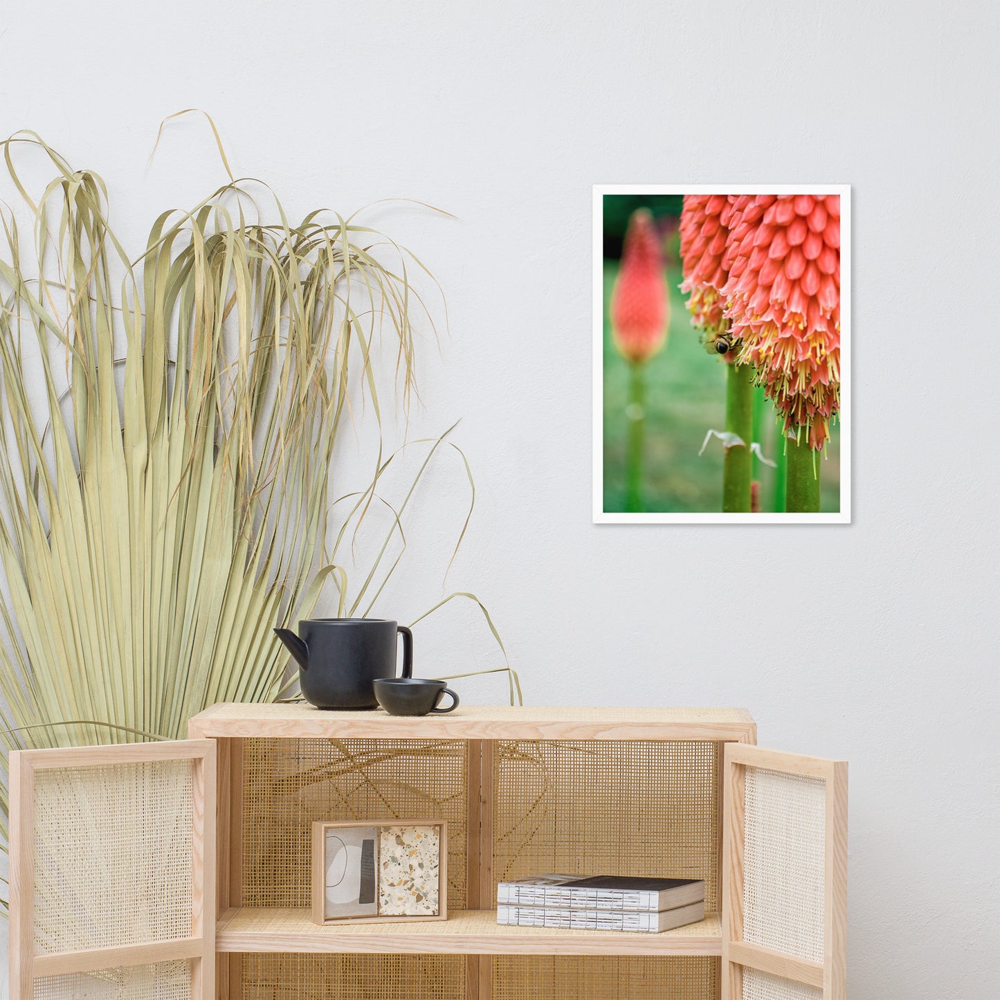 Red Hot Pokers Floral Nature Photo Framed Wall Art Print