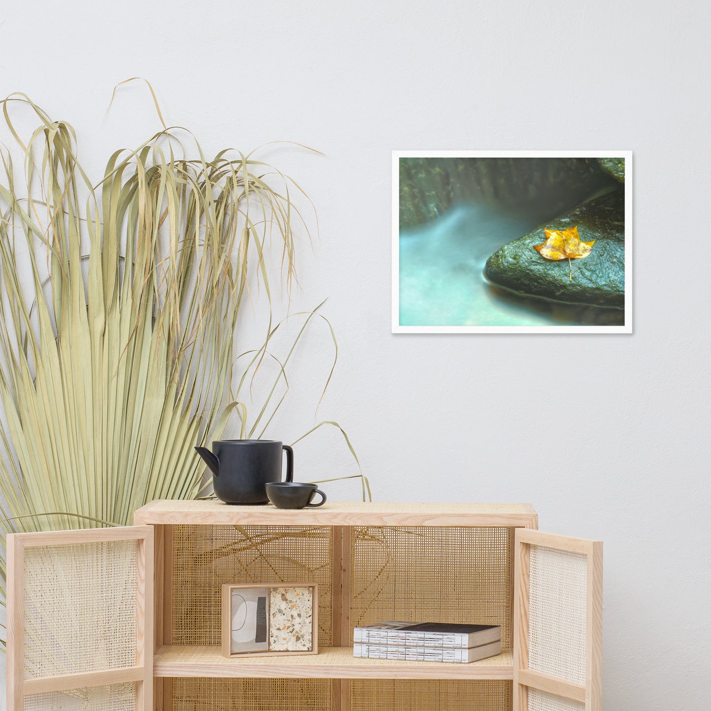 Misty Leaf Botanical Nature Photo Framed Wall Art Print