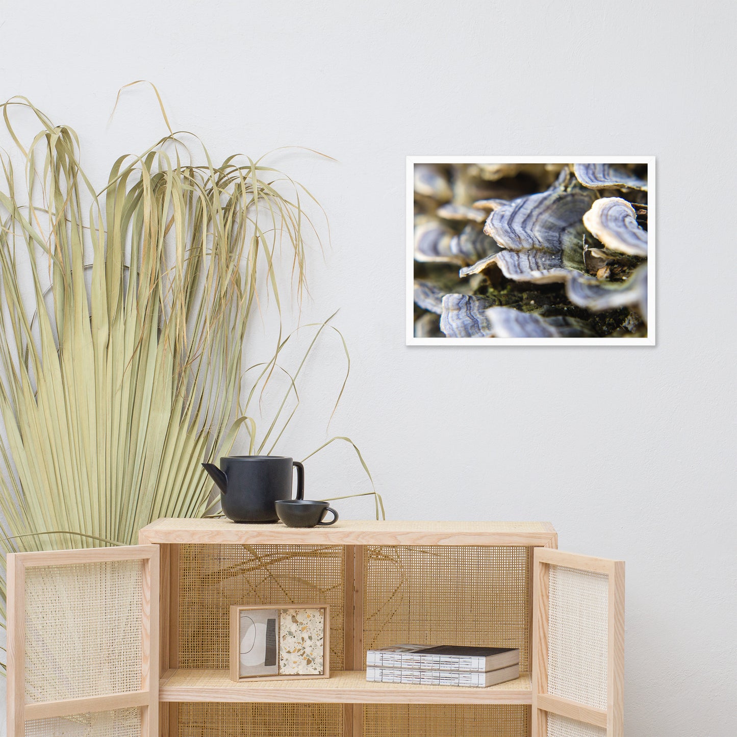 Mushrooms on Log Botanical Nature Photo Framed Wall Art Print