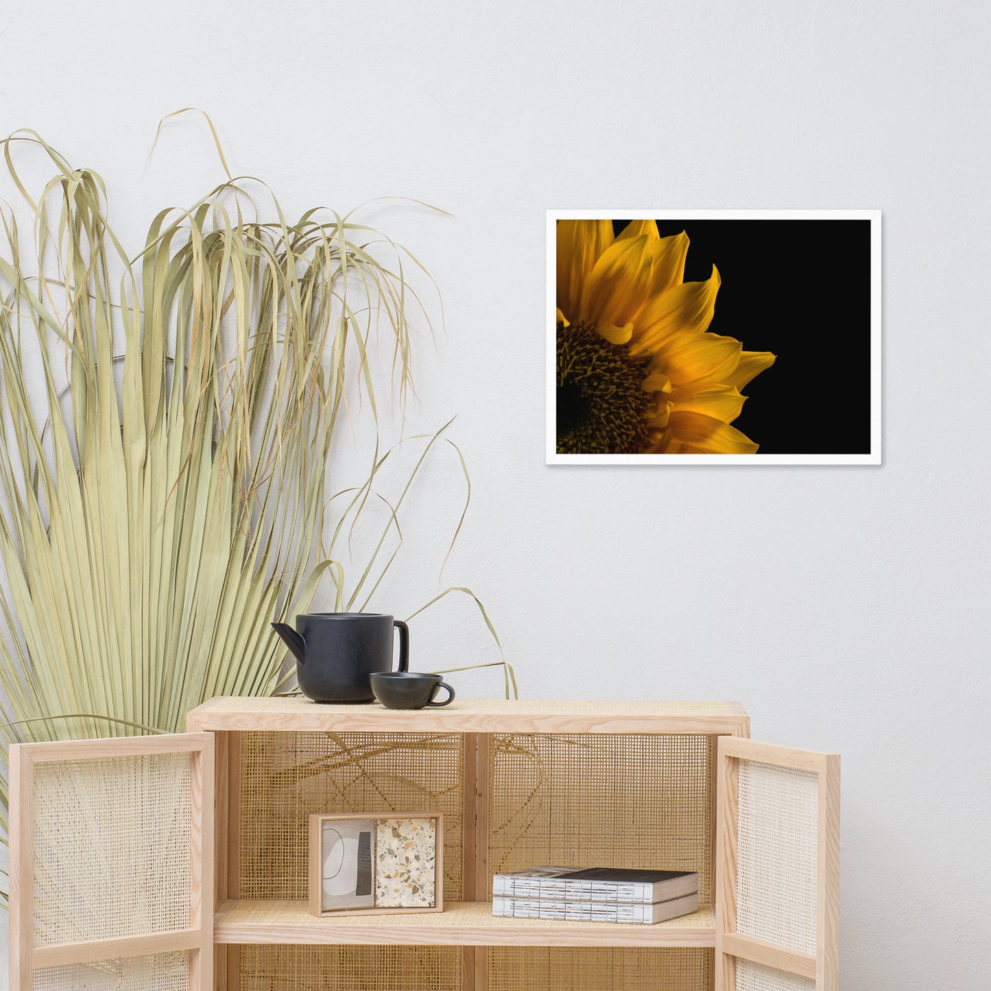 Sunflower in Corner Floral Nature Photo Framed Wall Art Print