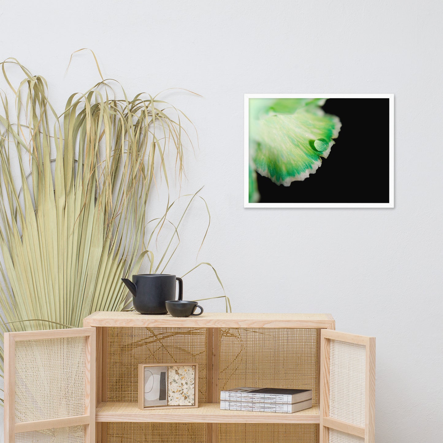 Water Droplet on Carnation Petal Floral Nature Photo Framed Wall Art Print