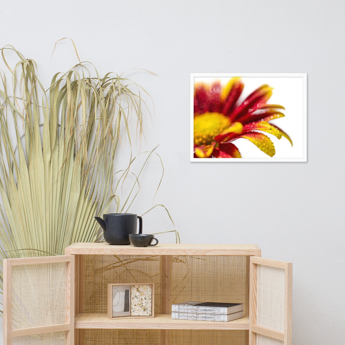 Water Droplets On Mum Petals Floral Nature Photo Framed Wall Art Print