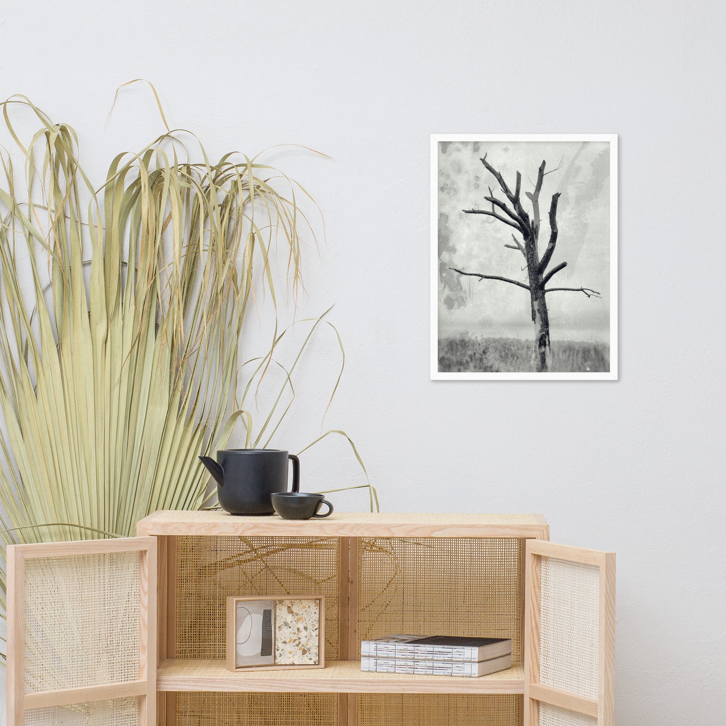Rotting Away Alone Black and White Botanical Nature Photo Framed Wall Art Print