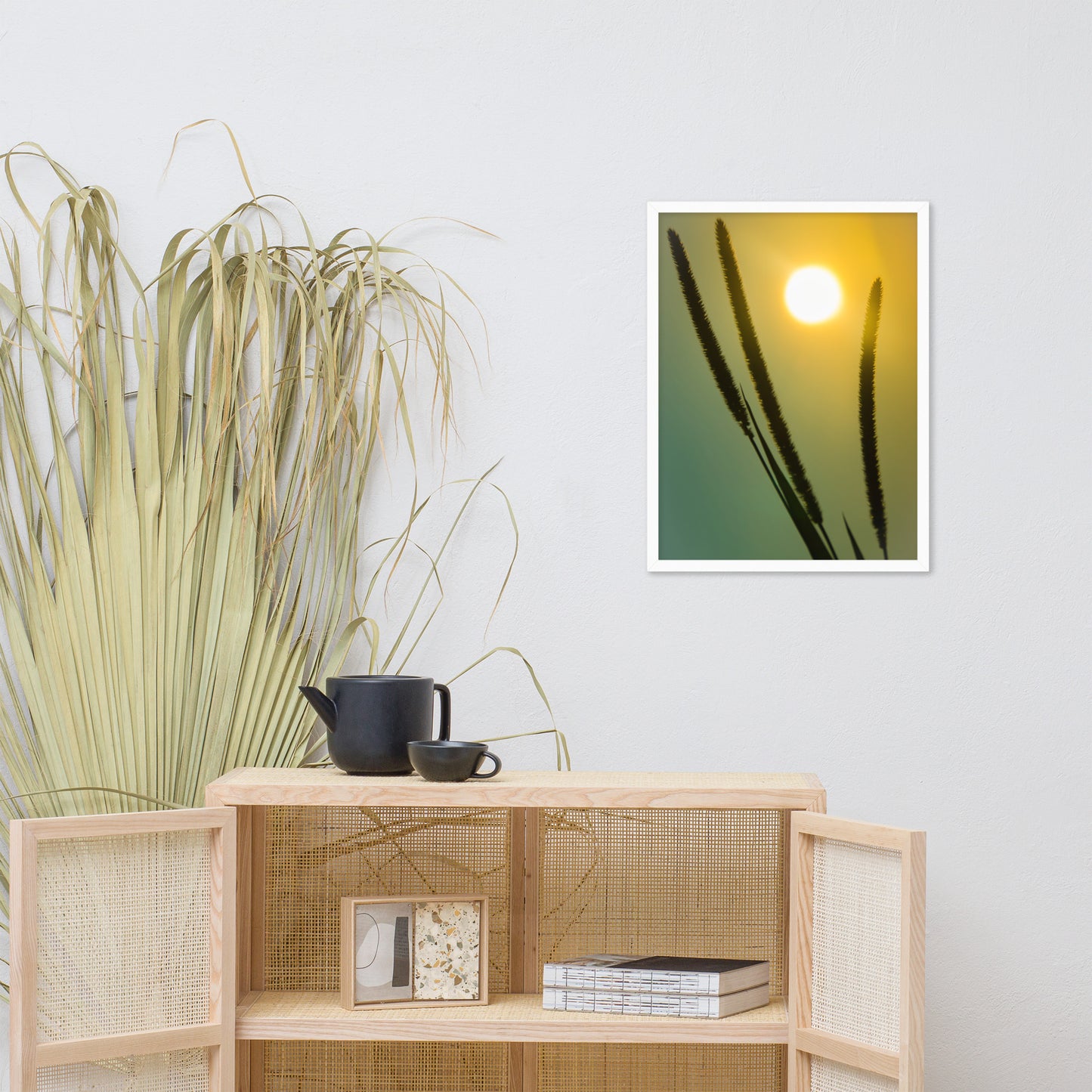 Silhouettes in Sunset Botanical Nature Photo Framed Wall Art Print