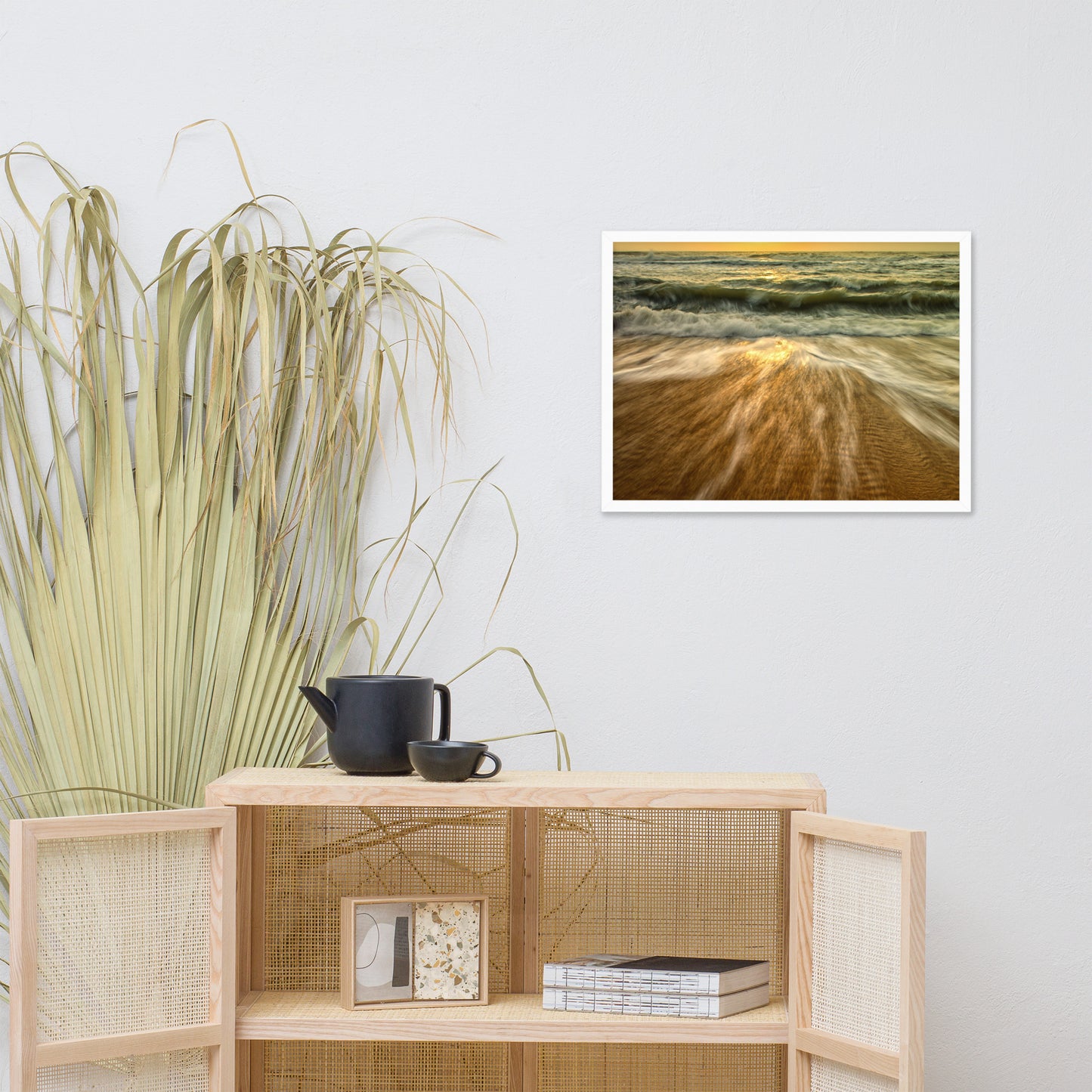 Washing Out to Sea Coastal Nature Photo Framed Wall Art Print