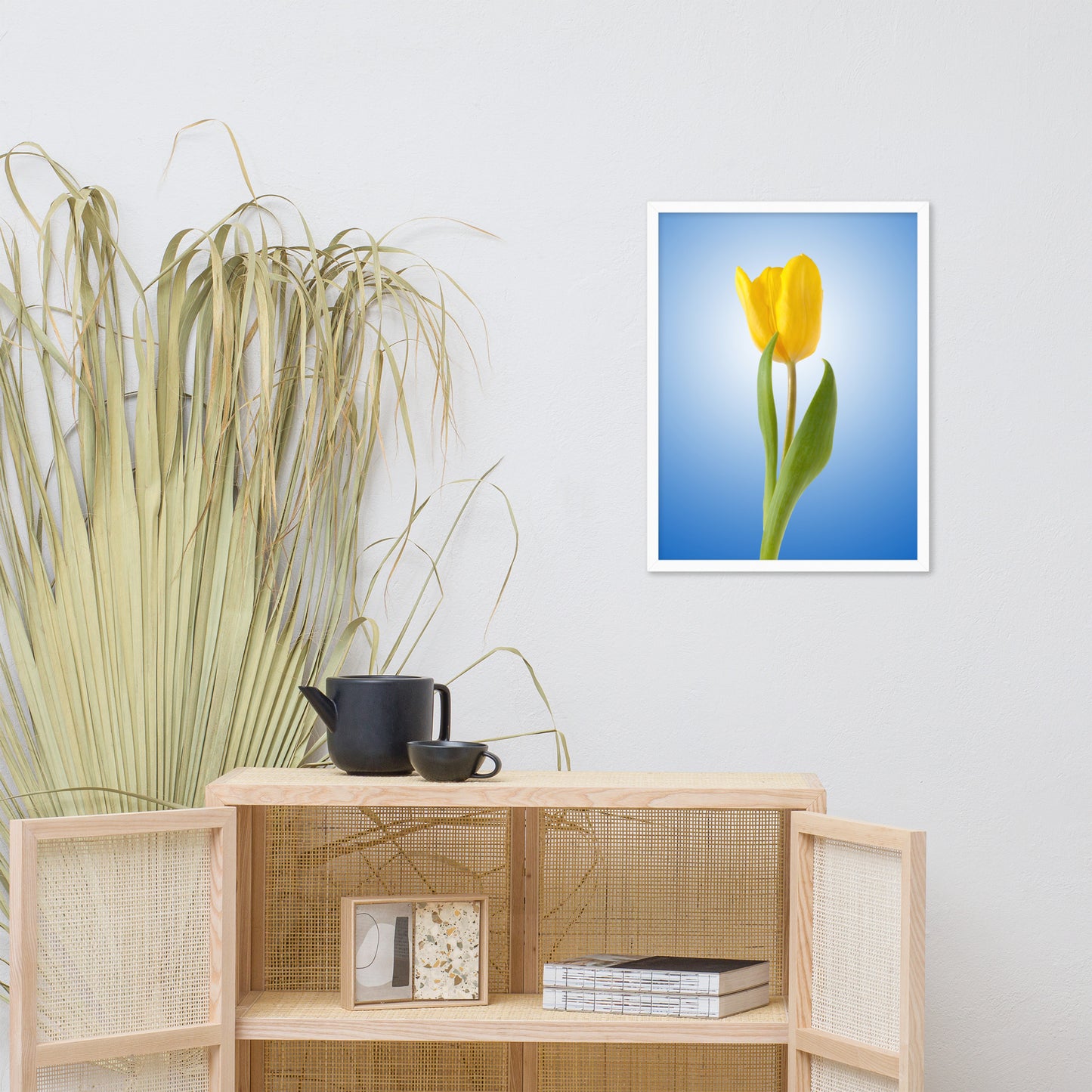 Yellow Tulip Minimal Floral Nature Photo Framed Wall Art Print