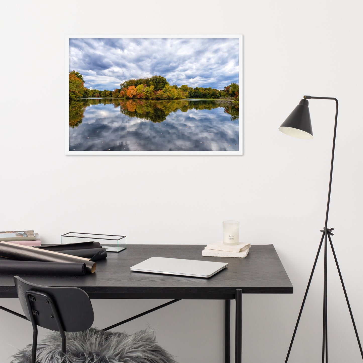 Wall Art For Office At Home: Autumn Reflections - Rural / Country / Farmhouse Style Landscape / Nature Photograph Framed Wall Art Print - Artwork