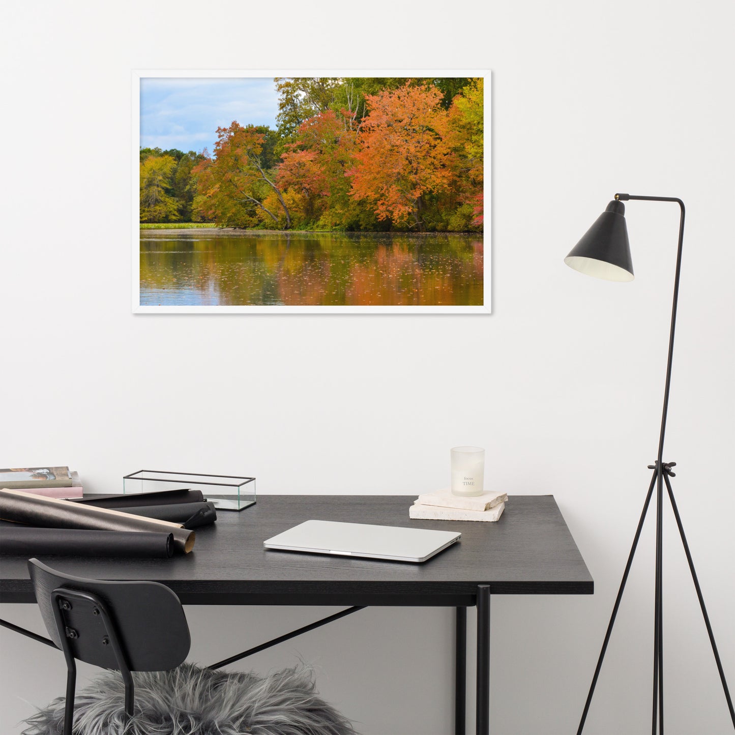 Rustic Framed Prints: Autumn Tree Line - Rural / Country Style Landscape / Nature Photograph Framed Wall Art Print - Wall Decor - Artwork