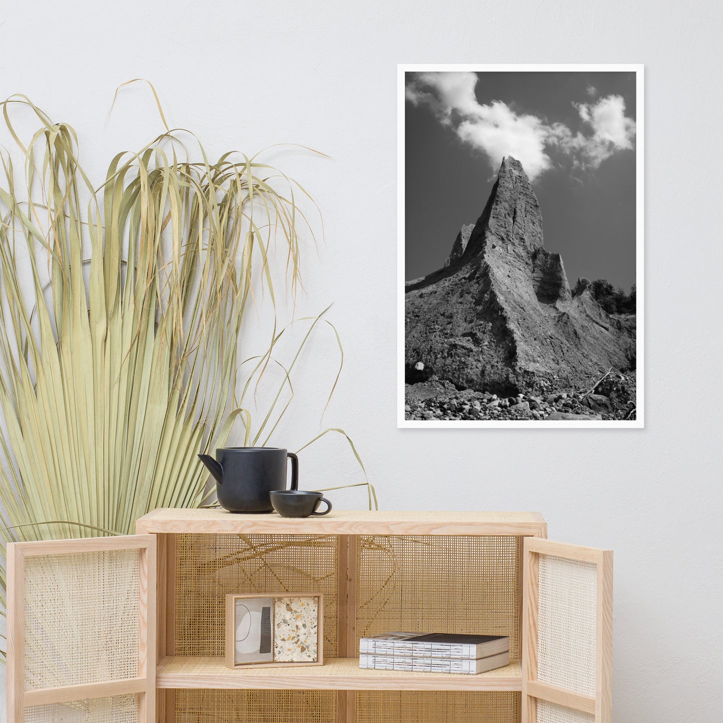 Chimney Bluff Black and White Landscape Framed Photo Paper Wall Art Prints