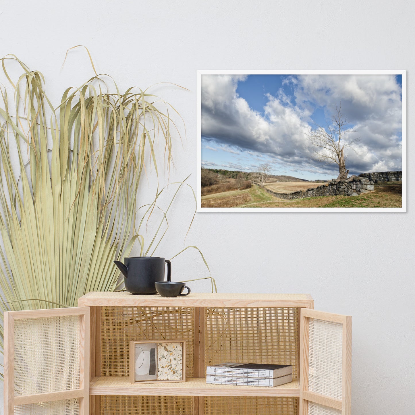 Dead Tree and Stone Wall - Color Framed Photo Wall Art Prints