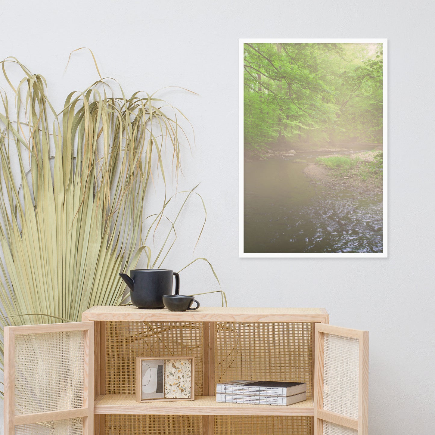 Early Morning Fog on the River Landscape Framed Photo Wall Art Prints