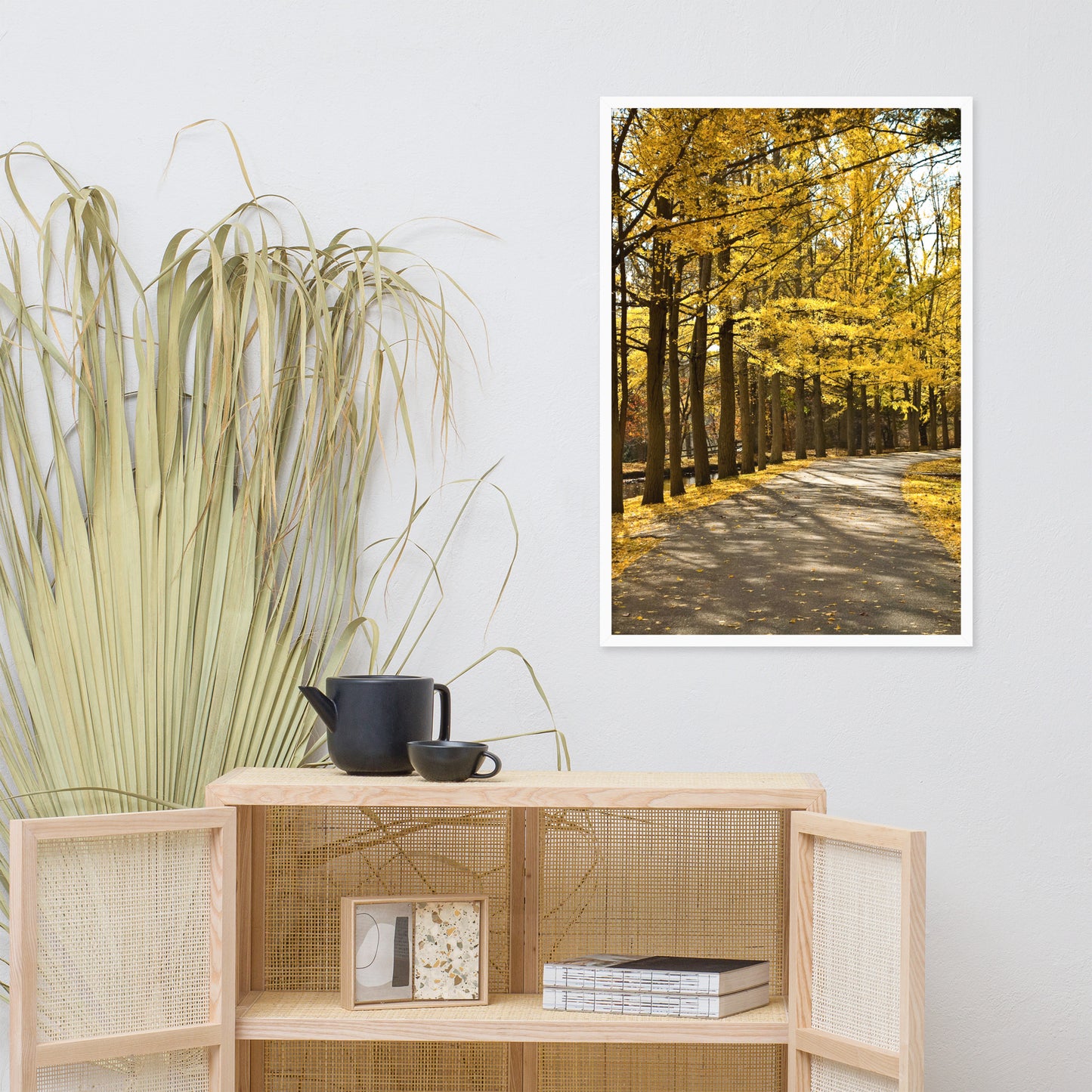 Fall Path Nature Landscape Framed Photo Paper Wall Art Prints