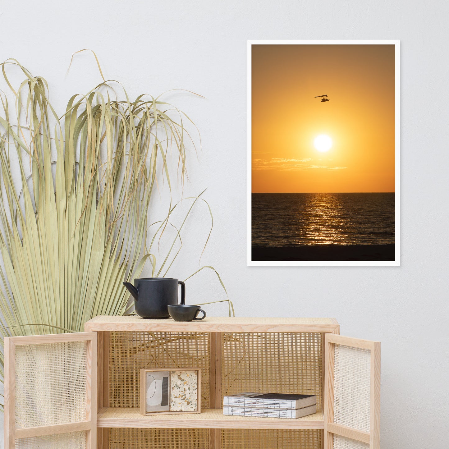 Flying High at Sunset Coastal Landscape Photo Framed Wall Art Print