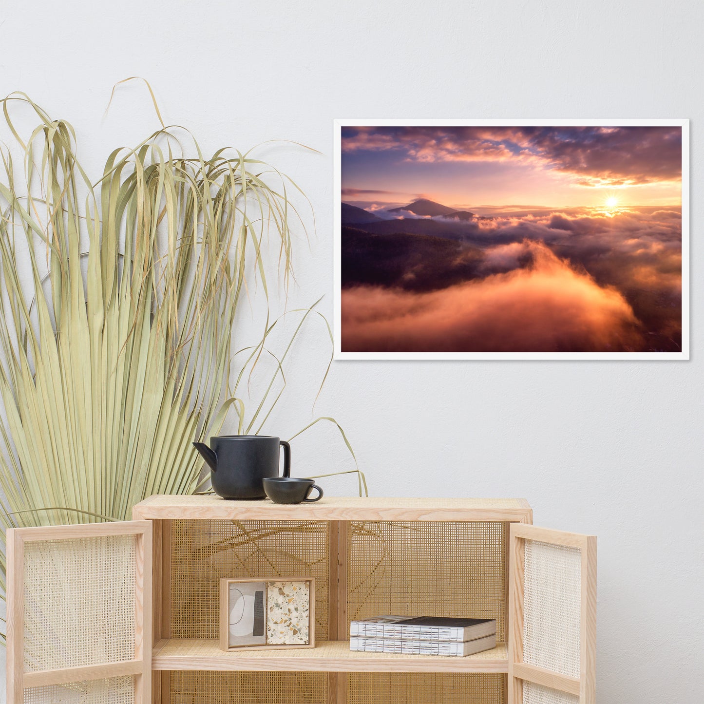 Heaven on Earth Mountains in Clouds at Sunrise Framed Wall Art Prints