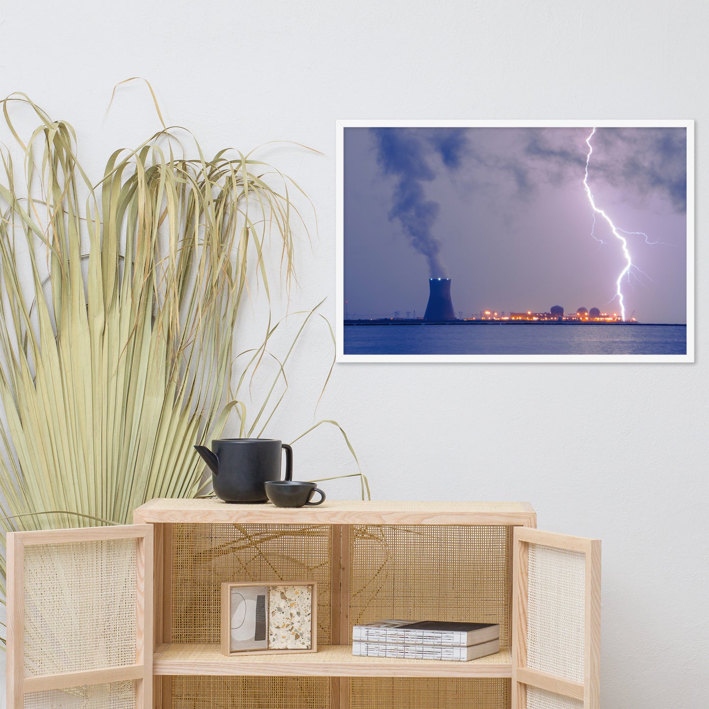 Lightning and Salem Power Plant 2 Urban Landscape Photo Framed Wall Art Print