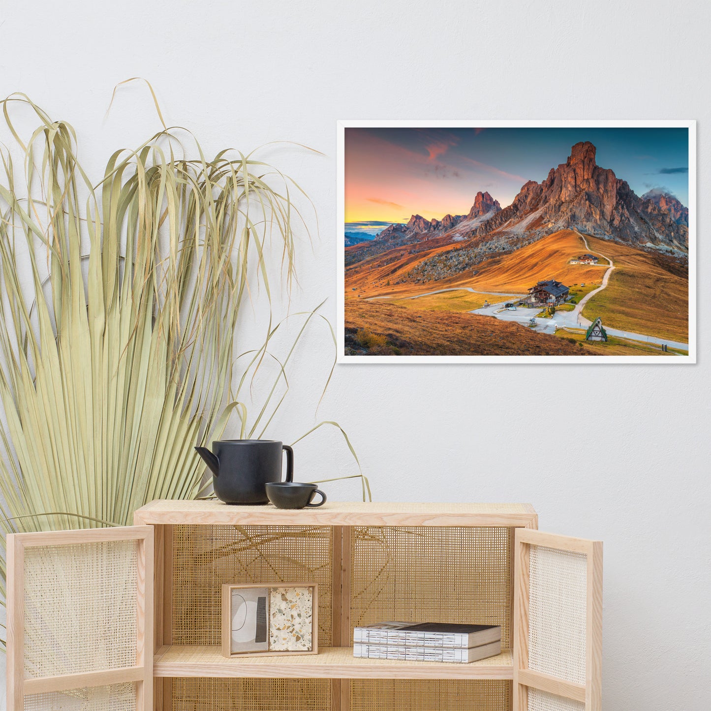 Majestic Sunset and Alpine Mountain Pass Framed Photo Paper Wall Art Prints