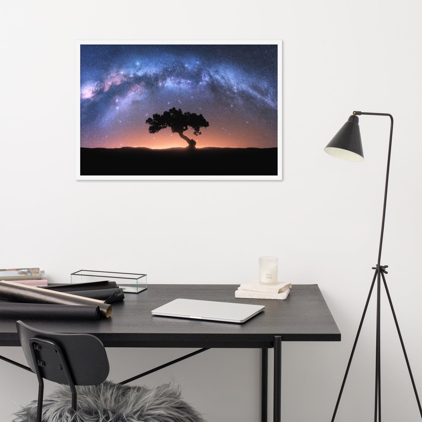 Solitary Sentinel Milky Way Arch and Tree Night Galaxy Framed Wall Art Prints