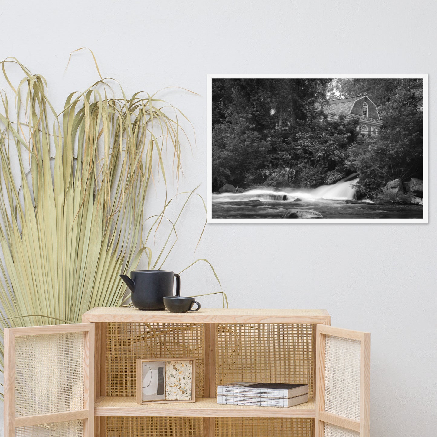 The Brandywine River and First Presbyterian Church Black & White Framed Photo Paper Wall Art Prints