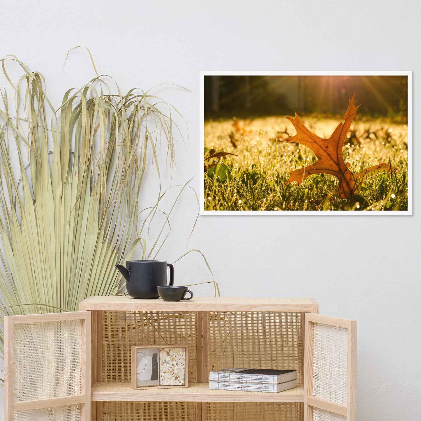 Fall Leaf in Morning Sun Botanical Nature Photo Framed Wall Art Print